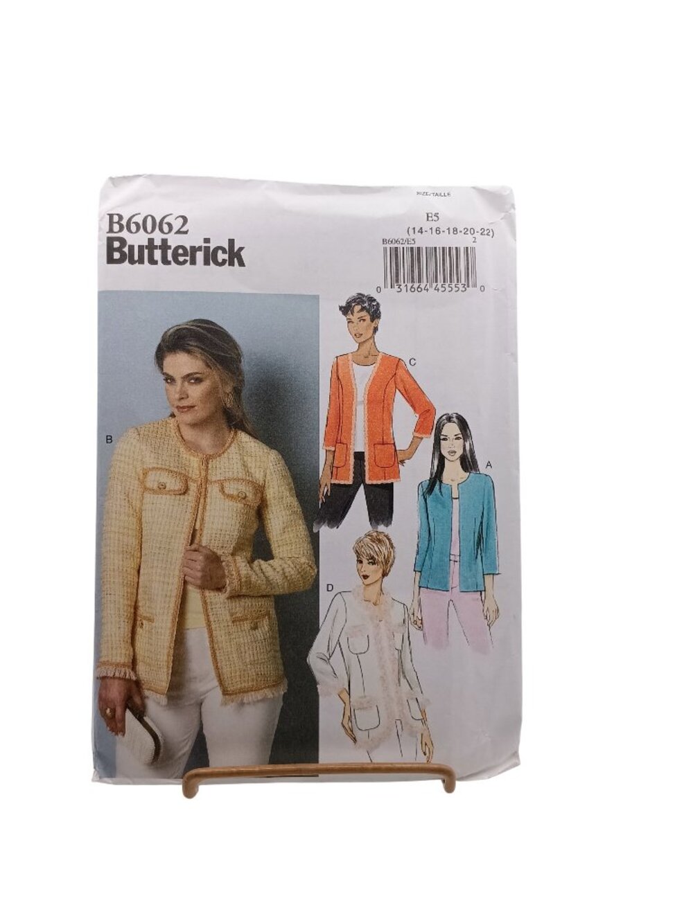 UNCUT Butterick B6062 Misses Jacket Sewing Pattern Sizes 14-22 Semi-Fitted Lined